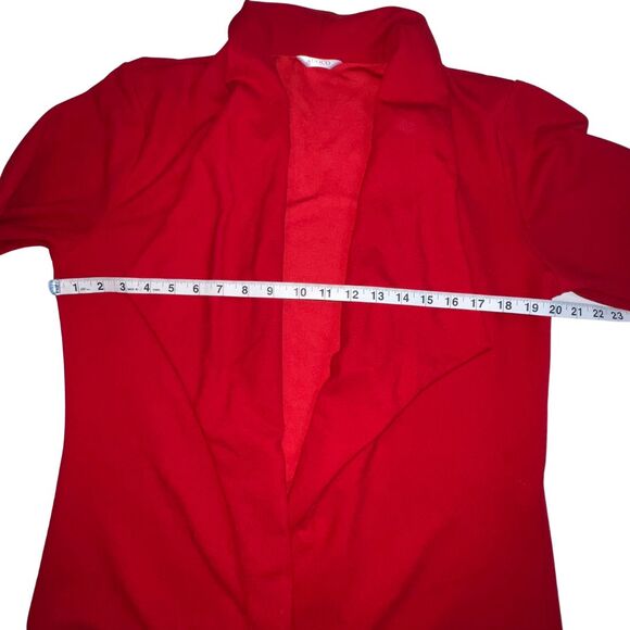 AUQCO Blazer Womens XL Red Tomatogirl Asymmetrical Collared Open Front Jacket - Picture 7 of 11